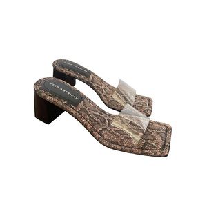 Good American Block Heel Snakeskin Sandals 9.5